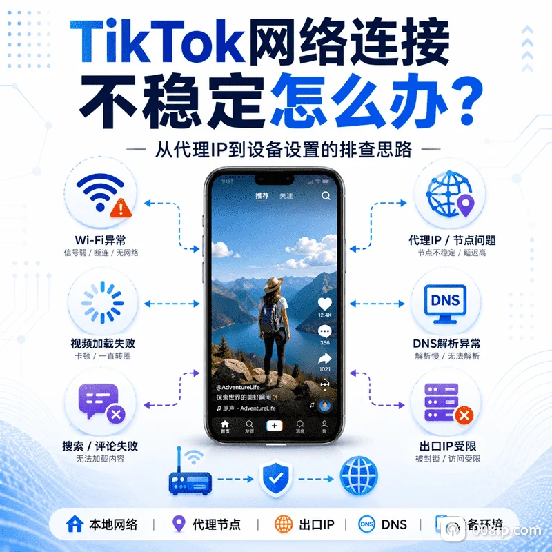 TikTok网络连接不稳定怎么办？无网络、视频转圈、登录与上传异常排查
